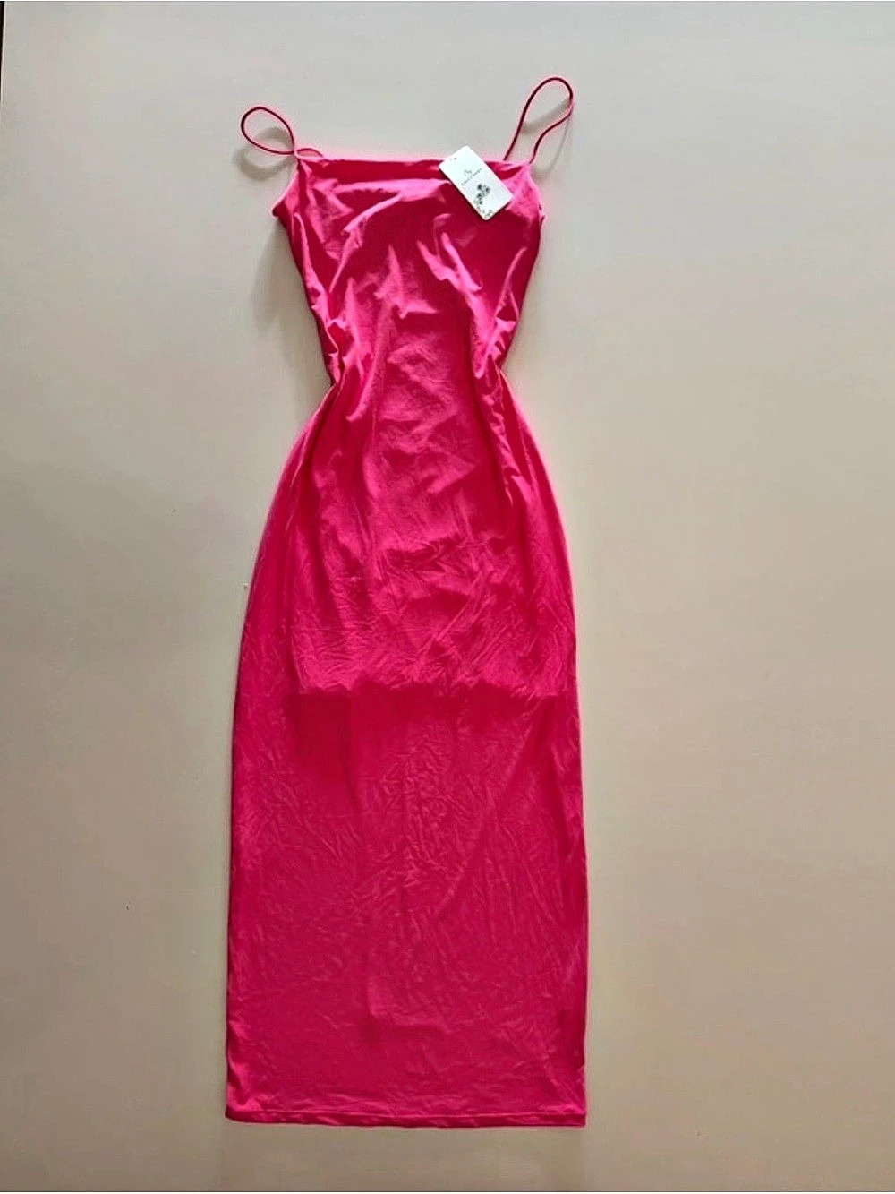 Pink Satin-Style Maxi Dress NWT